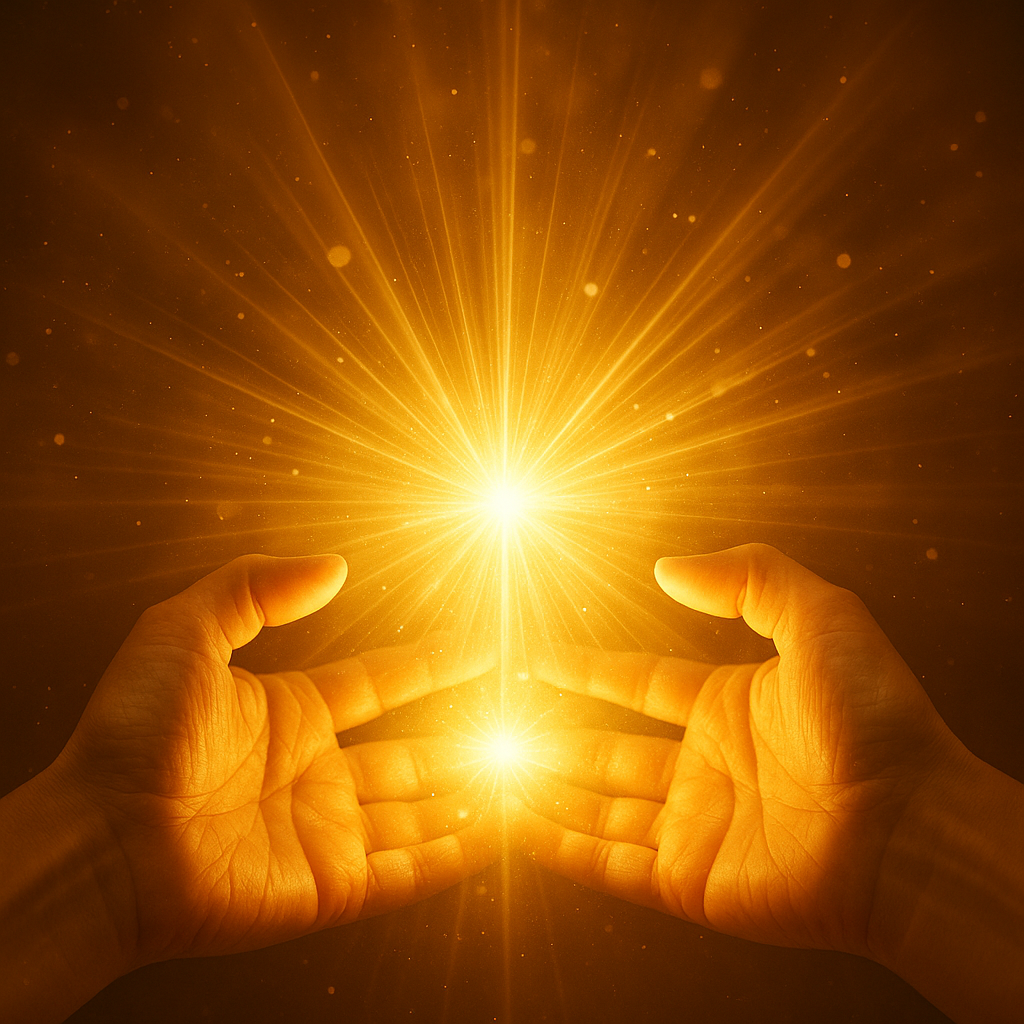 黄金の光を抱いた両手